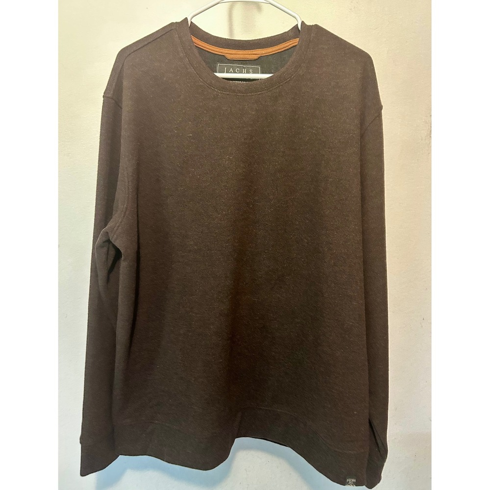 Jachs NY Mens XL Brown Wool Blend Crewneck Sweatshirt Premium Outdoor 1799235
